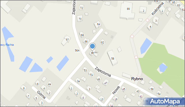 Rybno, Zajeziorna, 60, mapa Rybno