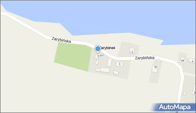 Rybno, Zarybińska, 1, mapa Rybno