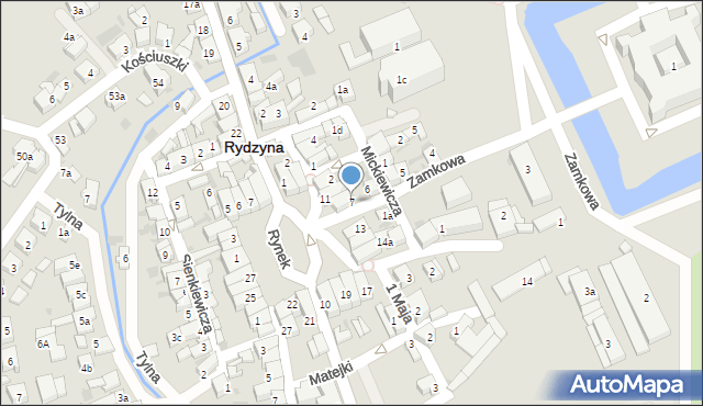 Rydzyna, Zamkowa, 7, mapa Rydzyna