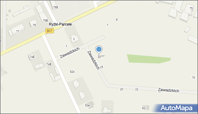 Ryżki, Zawadzkich, 13, mapa Ryżki