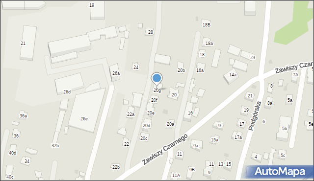 Rzeszów, Zawiszy Czarnego, 20g, mapa Rzeszów