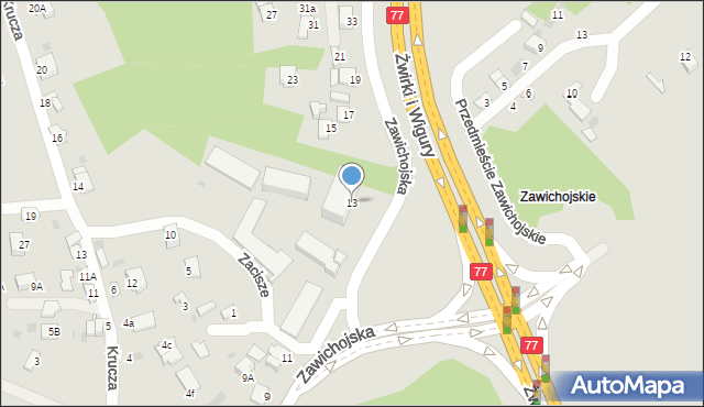 Sandomierz, Zawichojska, 13, mapa Sandomierza