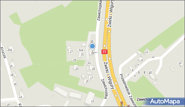 Sandomierz, Zawichojska, 33, mapa Sandomierza