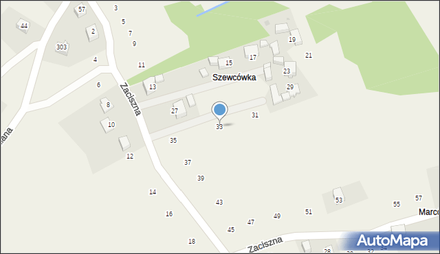 Skawinki, Zaciszna, 33, mapa Skawinki