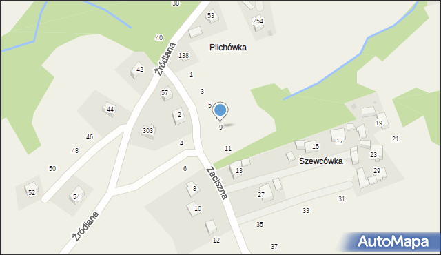 Skawinki, Zaciszna, 9, mapa Skawinki