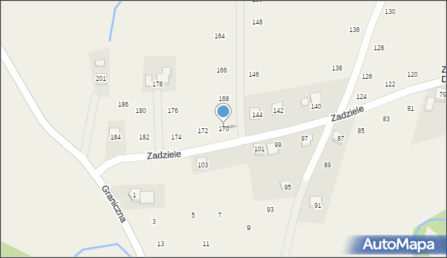 Skawinki, Zadziele, 170, mapa Skawinki