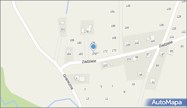 Skawinki, Zadziele, 174, mapa Skawinki