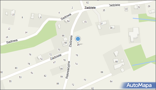 Skawinki, Zadziele, 45, mapa Skawinki