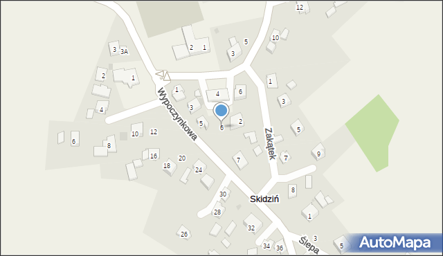 Skidziń, Zakątek, 6, mapa Skidziń