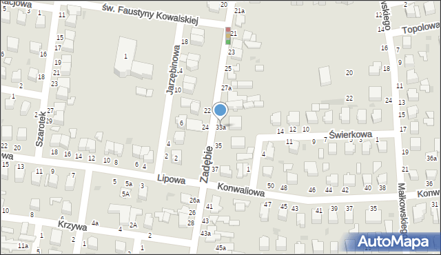 Skierniewice, Zadębie, 33a, mapa Skierniewic