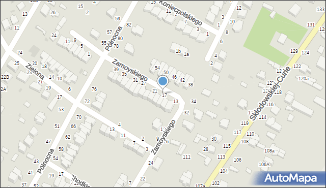 Skierniewice, Zamoyskiego Jana, hetm., 19, mapa Skierniewic