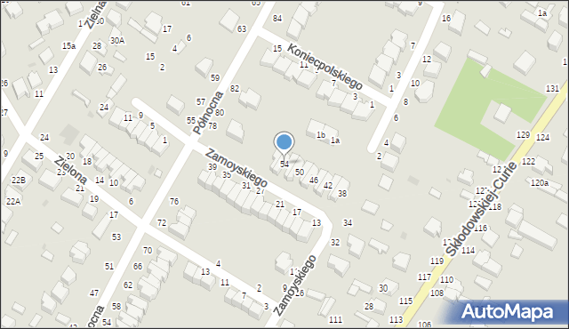 Skierniewice, Zamoyskiego Jana, hetm., 54, mapa Skierniewic