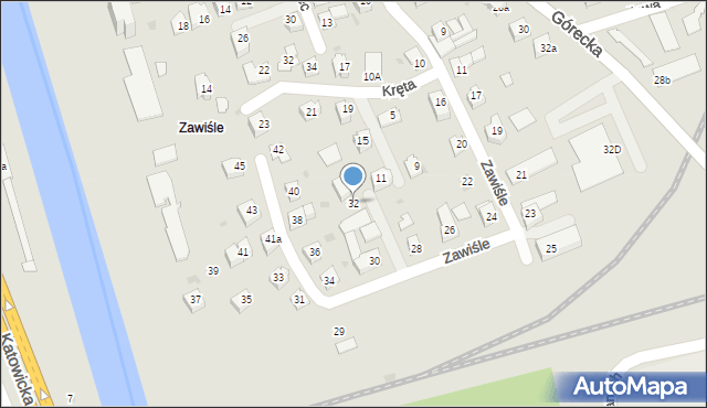 Skoczów, Zawiśle, 32, mapa Skoczów