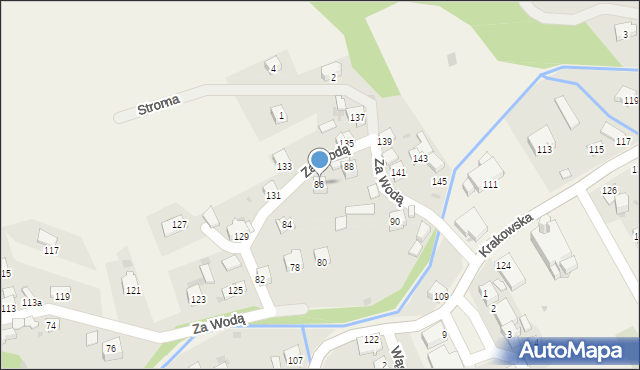 Ślemień, Za Wodą, 86, mapa Ślemień