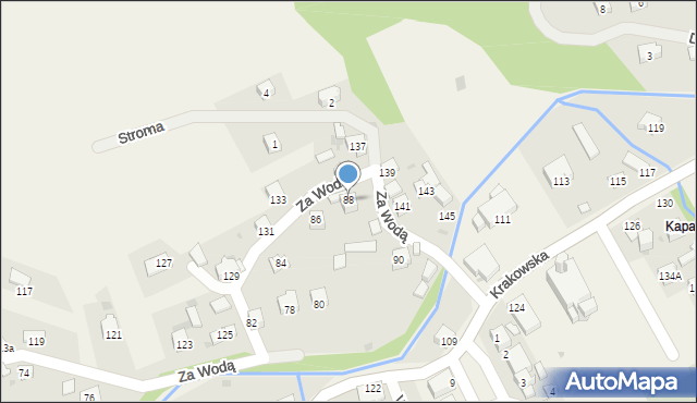 Ślemień, Za Wodą, 88, mapa Ślemień