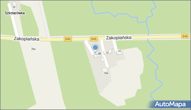 Ślemień, Zakopiańska, 38a, mapa Ślemień