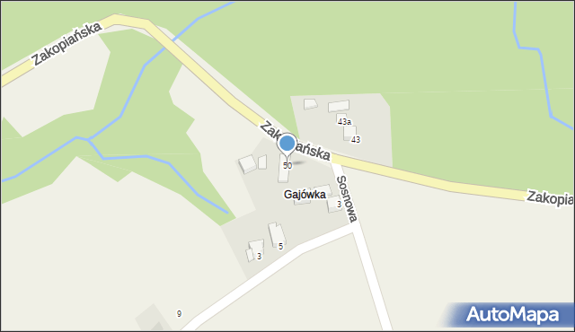 Ślemień, Zakopiańska, 50, mapa Ślemień