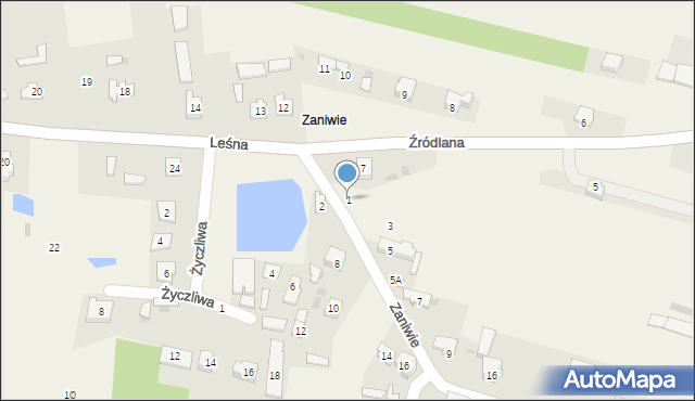 Słowik, Zaniwie, 1, mapa Słowik