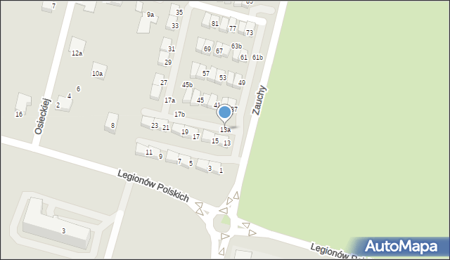 Słupsk, Zauchy Andrzeja, 13a, mapa Słupska