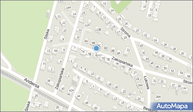 Sosnowiec, Zakopiańska, 7C, mapa Sosnowca