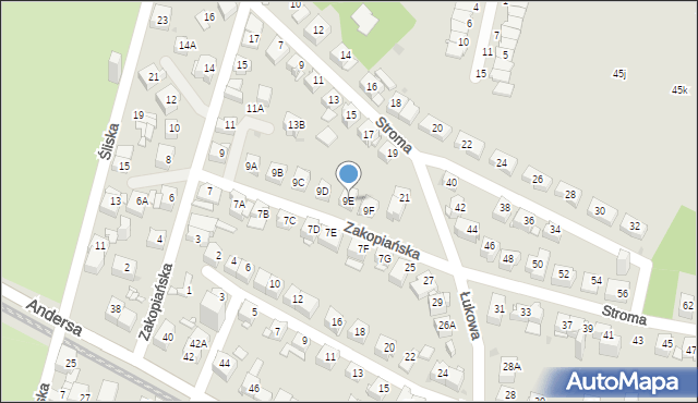 Sosnowiec, Zakopiańska, 9E, mapa Sosnowca