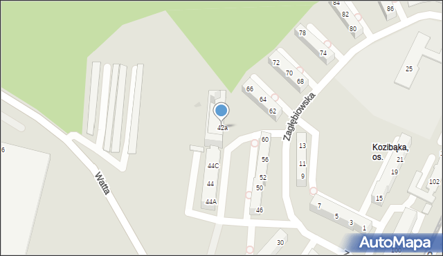 Sosnowiec, Zagłębiowska, 42a, mapa Sosnowca