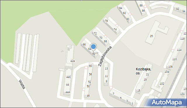 Sosnowiec, Zagłębiowska, 62, mapa Sosnowca