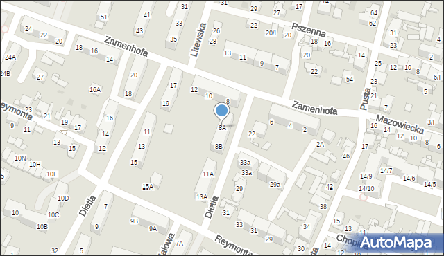 Sosnowiec, Zamenhofa Ludwika, dr., 8A, mapa Sosnowca
