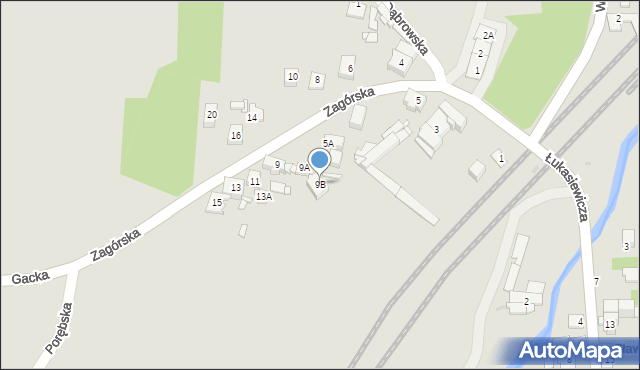 Sosnowiec, Zagórska, 9B, mapa Sosnowca