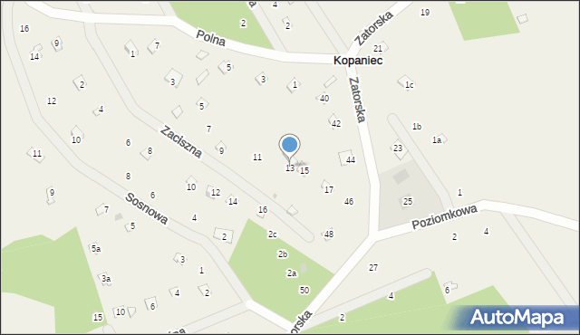 Stawinoga, Zaciszna, 13, mapa Stawinoga