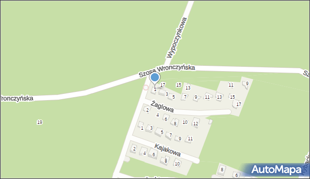 Stęszewko, Żaglowa, 1, mapa Stęszewko