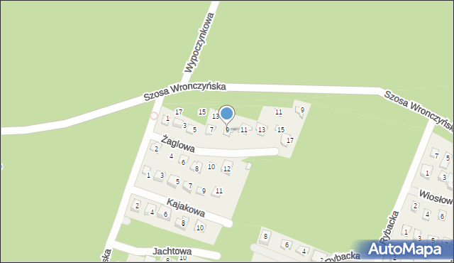 Stęszewko, Żaglowa, 9, mapa Stęszewko