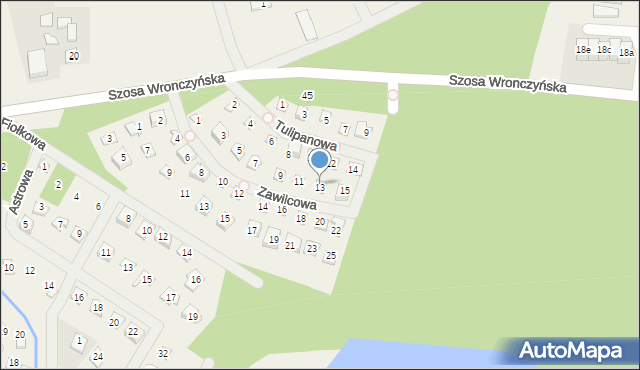 Stęszewko, Zawilcowa, 13, mapa Stęszewko