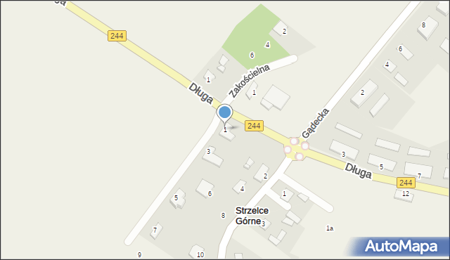 Strzelce Górne, Zakościelna, 1, mapa Strzelce Górne