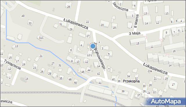 Strzyżów, Zajączkowskiego, 12A, mapa Strzyżów