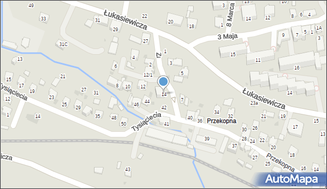 Strzyżów, Zajączkowskiego, 14, mapa Strzyżów