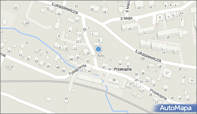 Strzyżów, Zajączkowskiego, 7, mapa Strzyżów