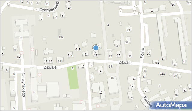 Strzyżów, Zawale, 23, mapa Strzyżów