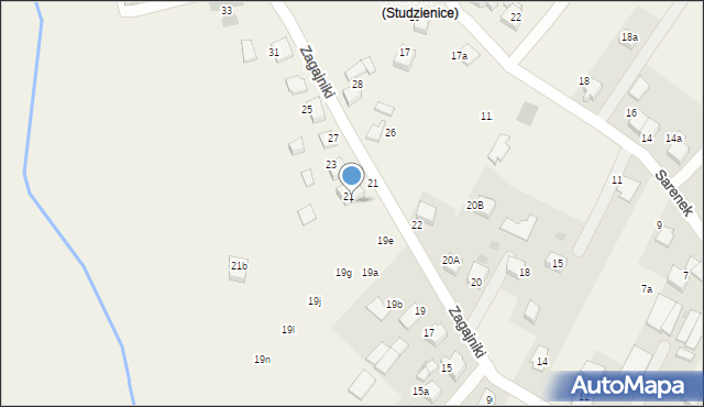 Studzienice, Zagajniki, 21A, mapa Studzienice