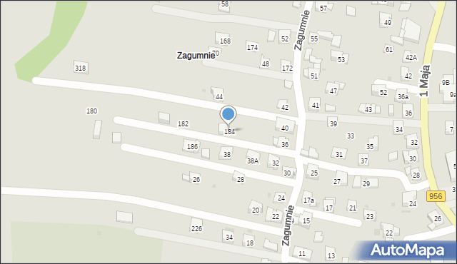 Sułkowice, Zagumnie, 184, mapa Sułkowice