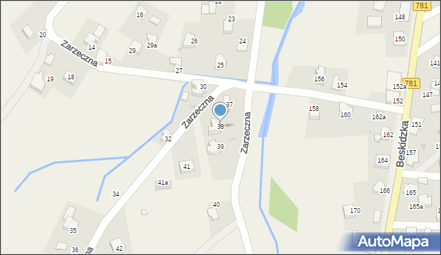 Sułkowice, Zarzeczna, 38, mapa Sułkowice