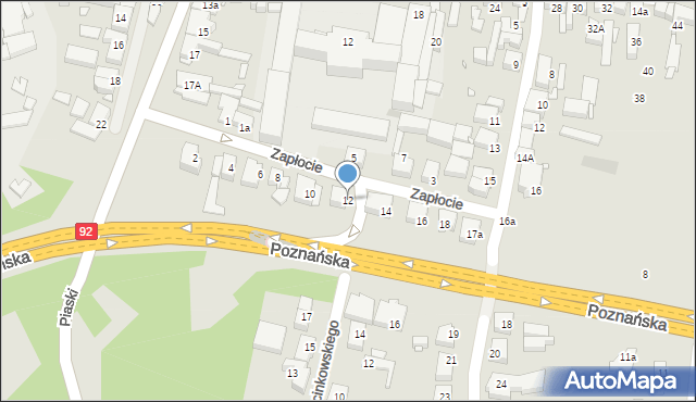 Swarzędz, Zapłocie, 12, mapa Swarzędz