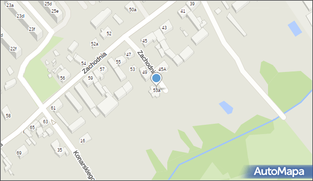 Świebodzin, Zachodnia, 53a, mapa Świebodzin
