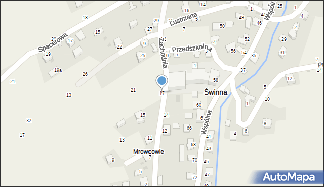 Świnna, Zachodnia, 17, mapa Świnna