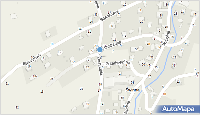 Świnna, Zachodnia, 22, mapa Świnna