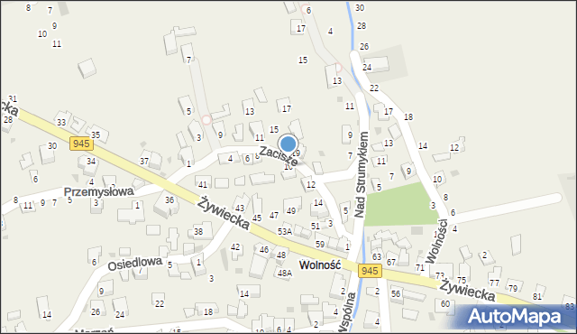 Świnna, Zacisze, 10, mapa Świnna