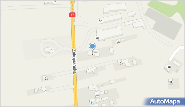 Szaflary, Zakopiańska, 3, mapa Szaflary