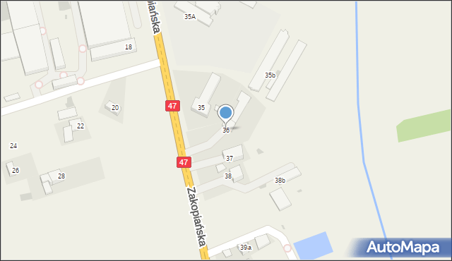 Szaflary, Zakopiańska, 36, mapa Szaflary