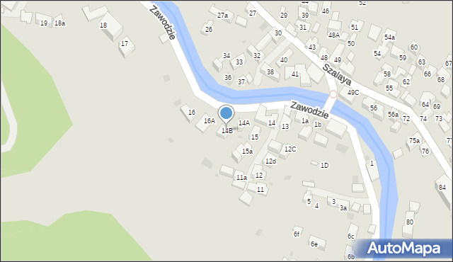 Szczawnica, Zawodzie, 14B, mapa Szczawnica