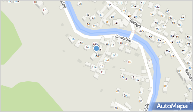 Szczawnica, Zawodzie, 15a, mapa Szczawnica